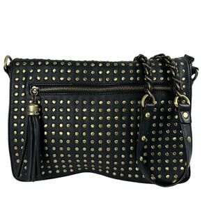 Urban Expressions Certified Vegan Studded Leather Black Shoulder Purse Handbag